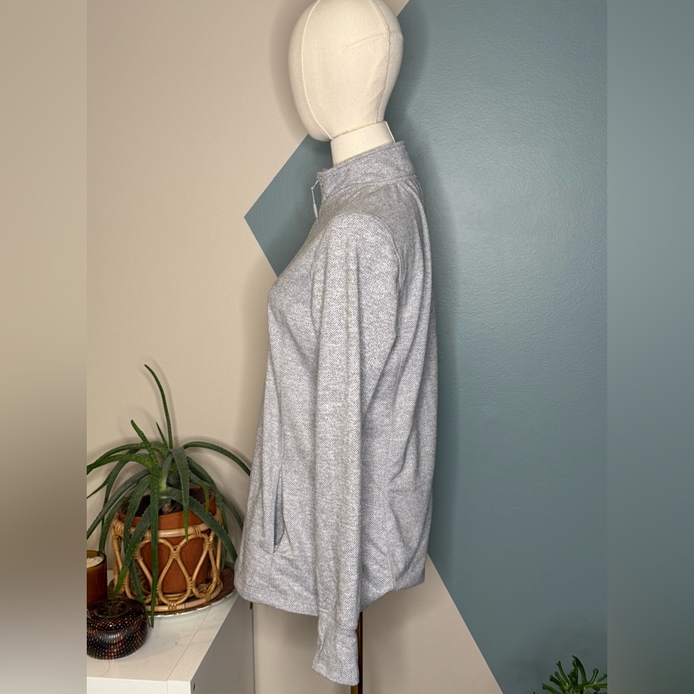 Kyodan Outdoor Gray Herringbone Quarter Zip Pullover Women’s Hiking Top Large - Picture 3 of 11